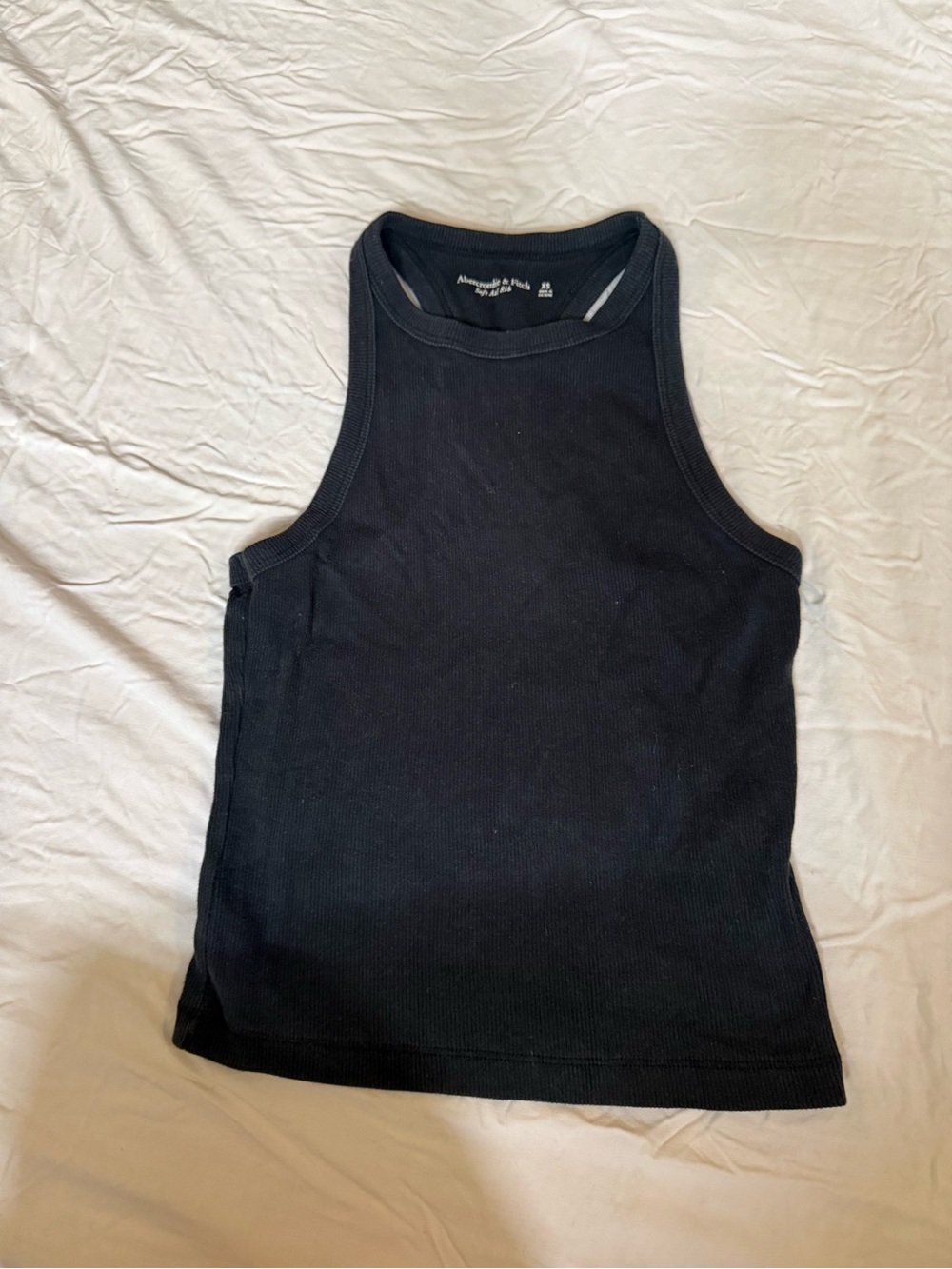 Abercrombie & Fitch Black Fitted Ribbed Cropped Tank